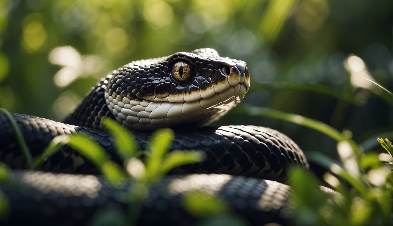 Barulho De Cobra: O Que É E Como Se Proteger 2 A snake slithers through the underbrush, its scales glistening in the dappled sunlight. Its forked tongue flicks out, sensing the air, as it emits a low, menacing hiss