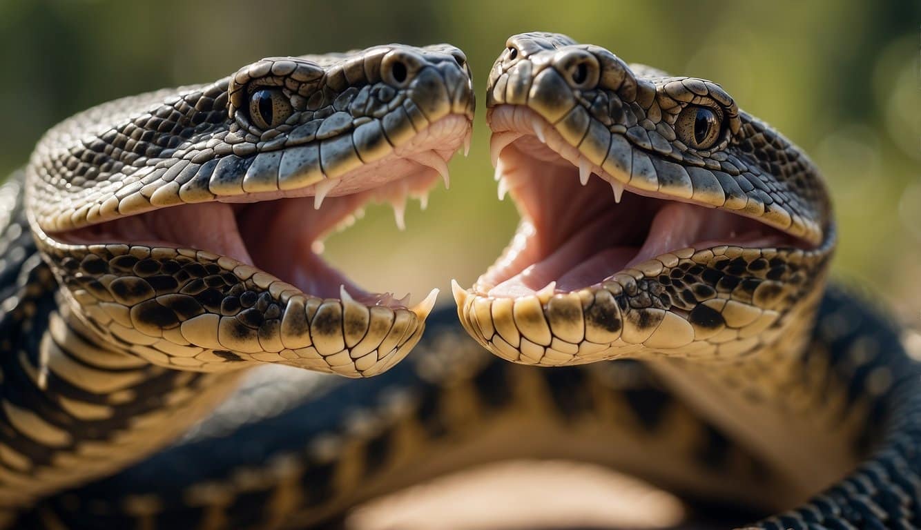 Briga De Cobra: Entenda O Que É E Como Evitar 2 Two cobras entwined in a fierce battle, their scales glistening in the sunlight as they hiss and strike at each other