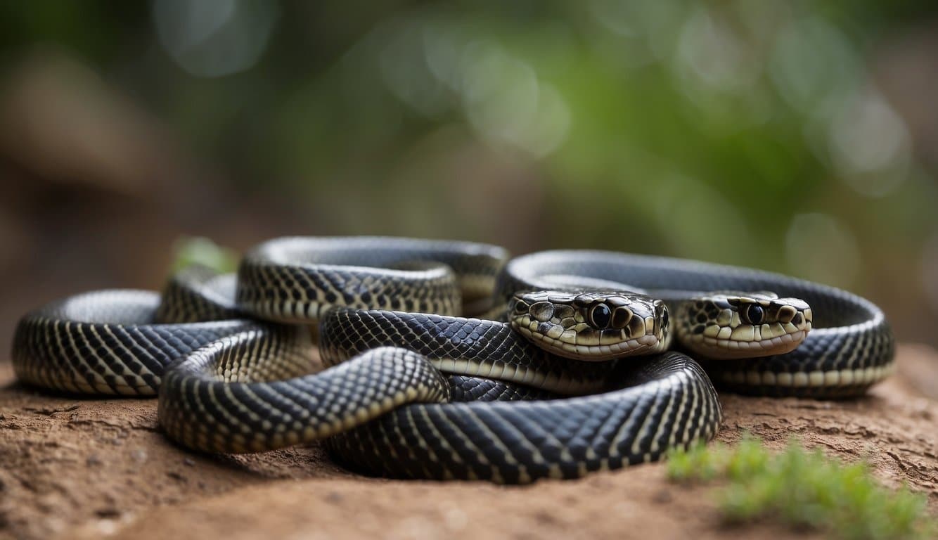 A variety of cobras slithering in their natural habitat, showcasing different species and distinct markings
