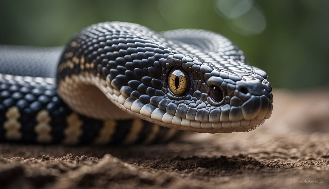 A cobra with legs conducting scientific research and making discoveries