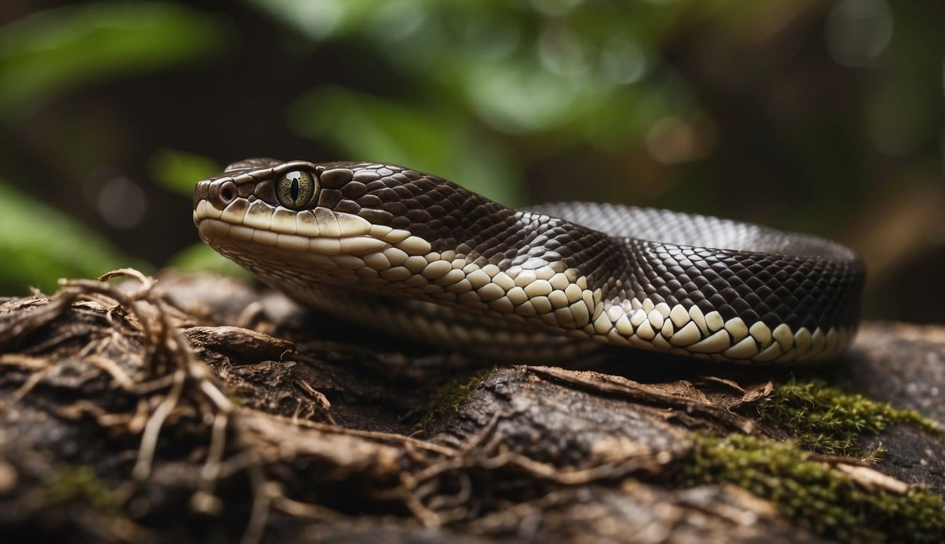 A snake-like amphibian labeled "Classificação dos Anfíbios cobra" in a natural habitat