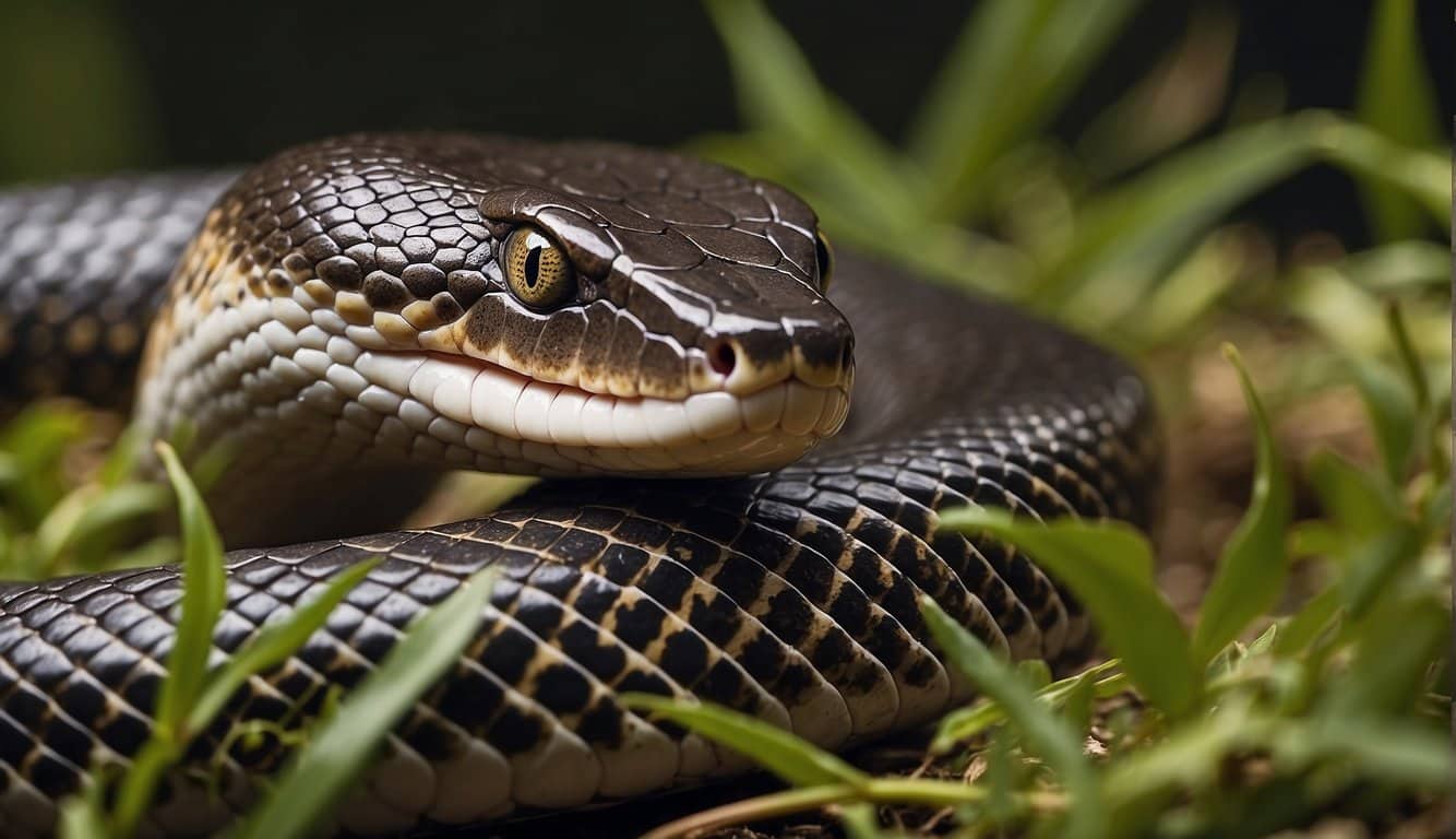 A snake engulfing its prey, showcasing the anatomy and physiology of a snake's digestive process