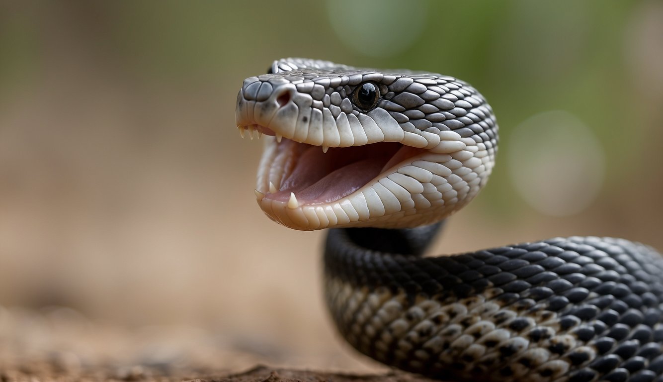 A spitting cobra (naja cuspideira) rearing up with hood spread, ready to strike