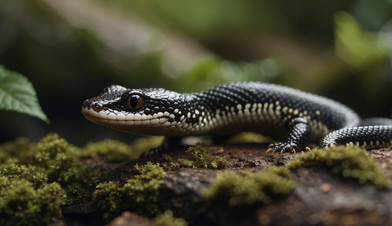 A salamander snake exhibits venomous behavior in its natural habitat