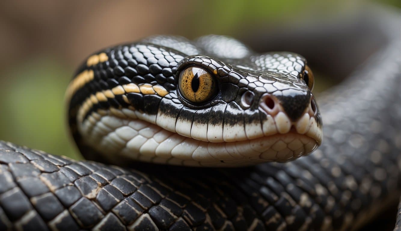 A snake's loreal pit, located between the eye and nostril, detects infrared radiation for hunting prey