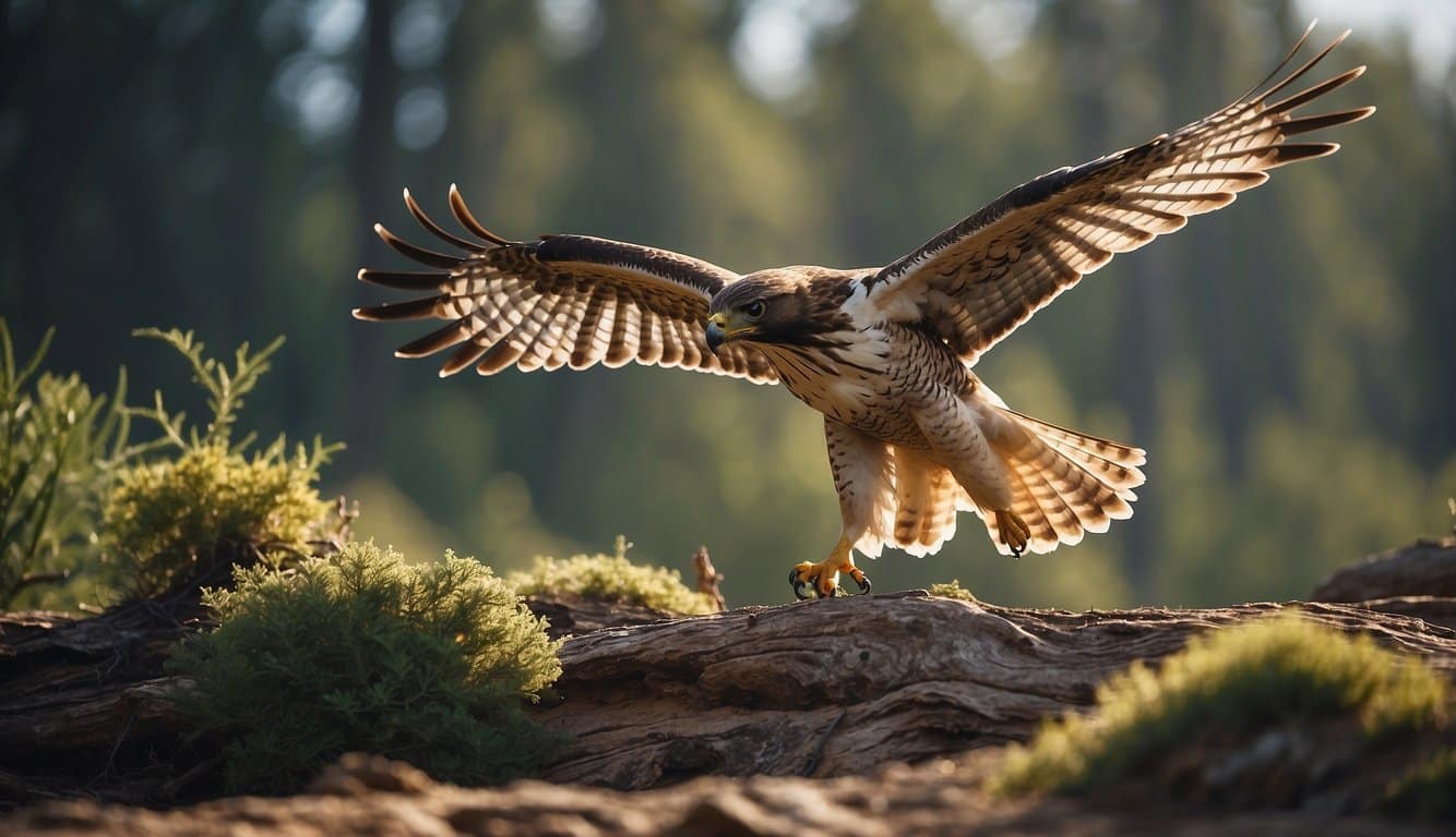 A hawk swoops down on a snake in its natural habitat