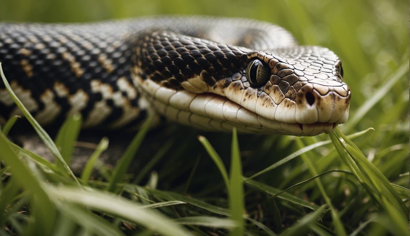 Nome Científico De Cobra: Tudo O Que Você Precisa Saber 2 A snake with elongated body, scales, and forked tongue slithers through grass, flicking its tongue to sense its surroundings