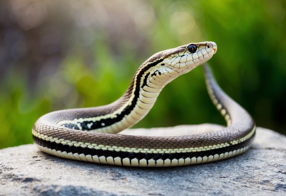 Uma cobra se expande e contrai graciosamente sua caixa torácica enquanto está deitada em uma rocha, demonstrando o único processo respiratório das serpentes.
