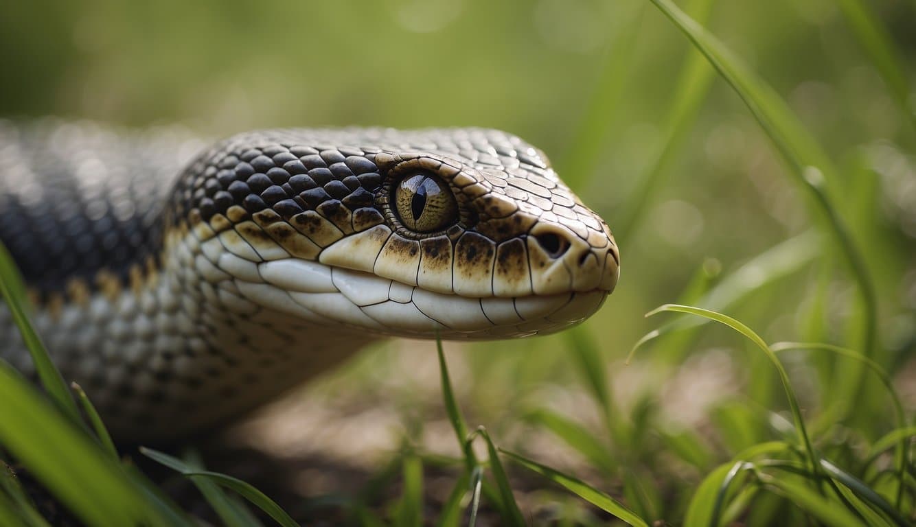 A siriema catches a snake in its beak, standing tall in a grassy field
