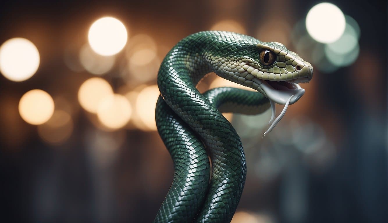 A serpent slithers through a medical symbol, entwined around a staff with wings