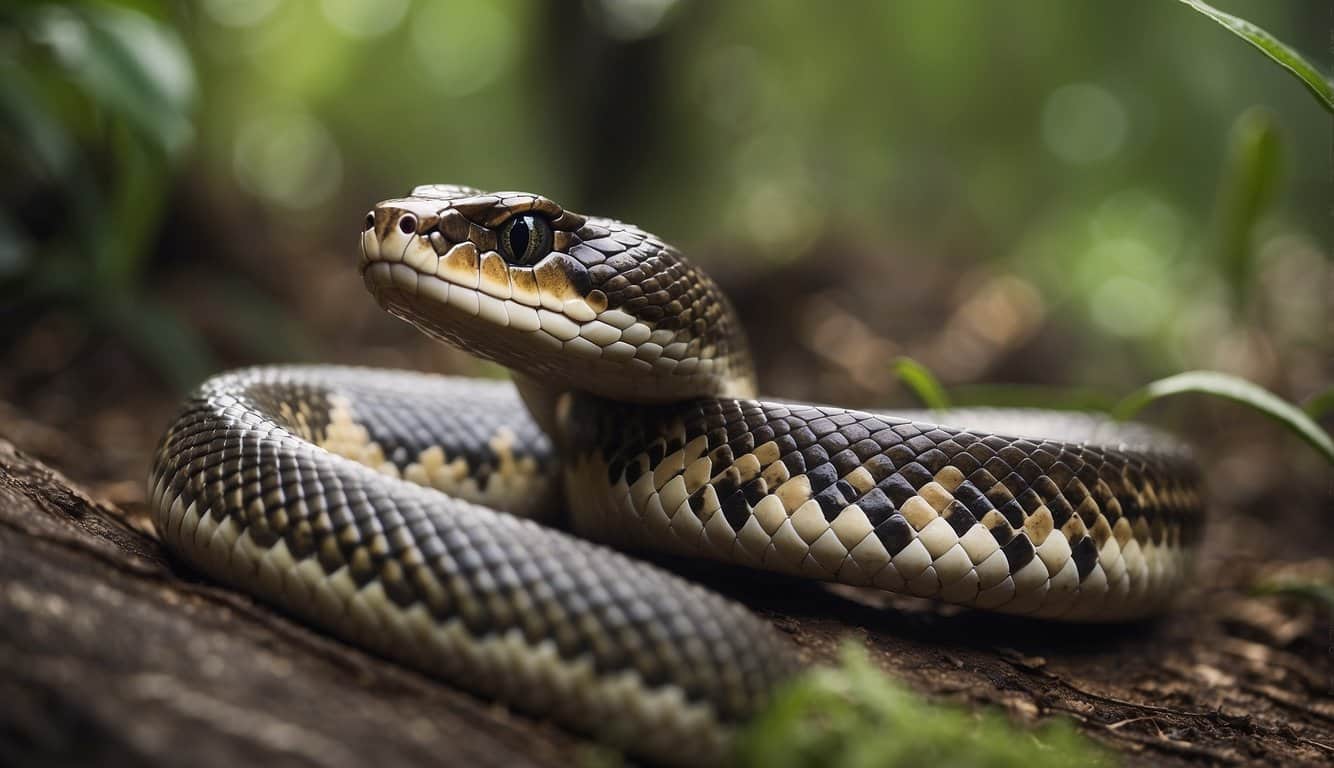 Barulho De Cobra: O Que É E Como Se Proteger 3 A snake hisses loudly, warning of danger. Signs indicate caution. Illustrate a scene of snake noise and accident prevention