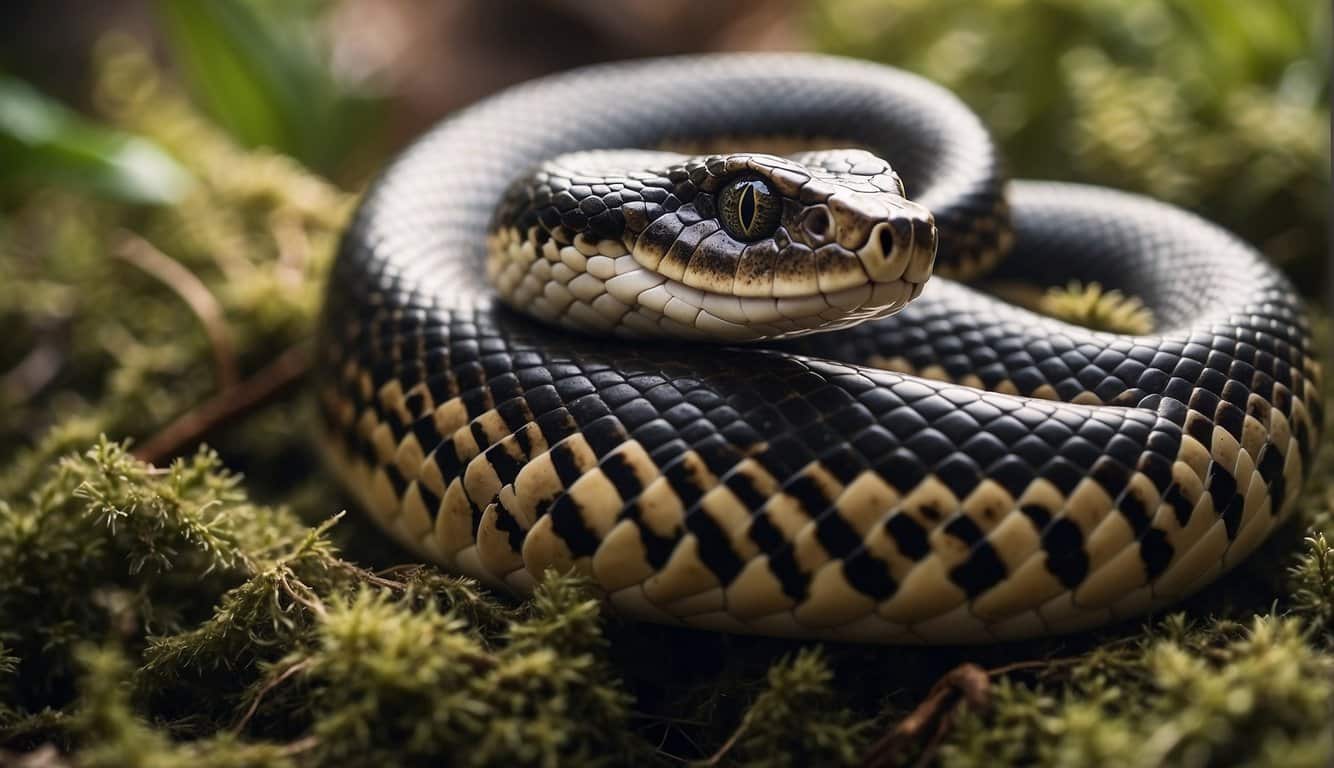 A snake with a rattle in a cultural setting