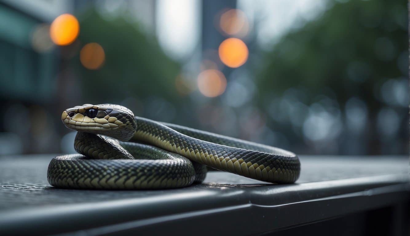 A medical snake crosses a public health symbol