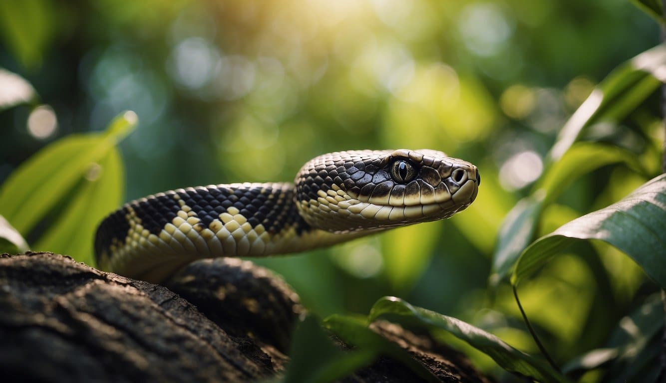 Cobra: Réptil Ou Anfíbio? Descubra A Resposta Definitiva Aqui 3 A snake slithers through a lush, tropical habitat, its scales glistening in the sunlight as it moves with purpose and grace