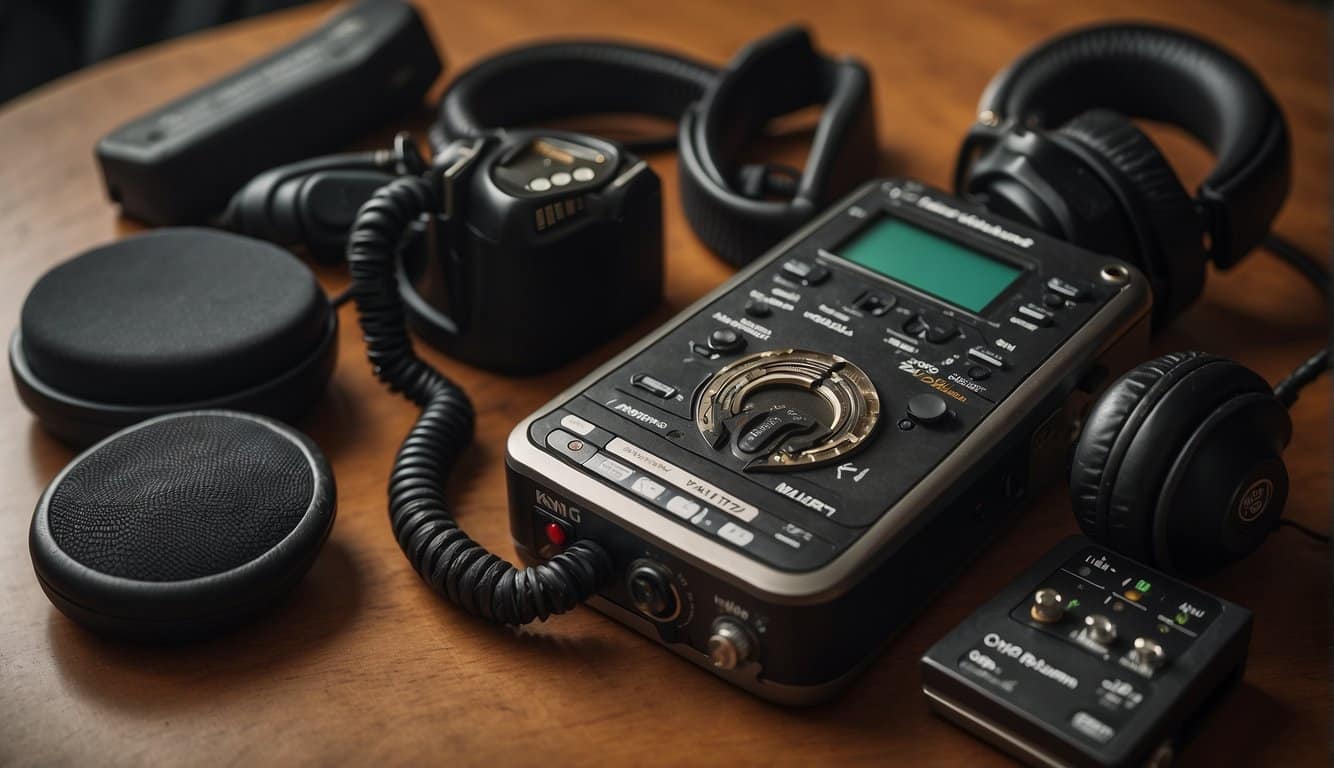 A Cobra radio and its accessories laid out on a table