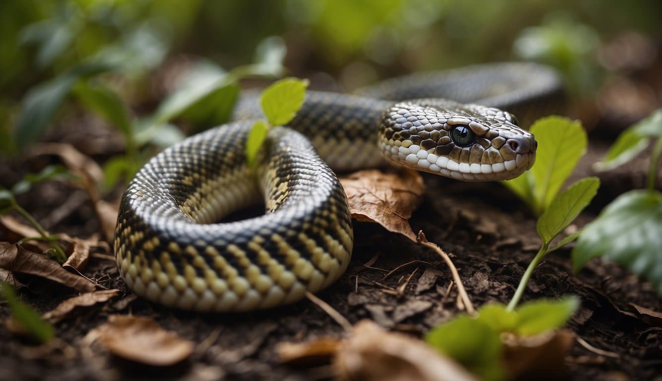 A rat snake hunting for food in its natural habitat