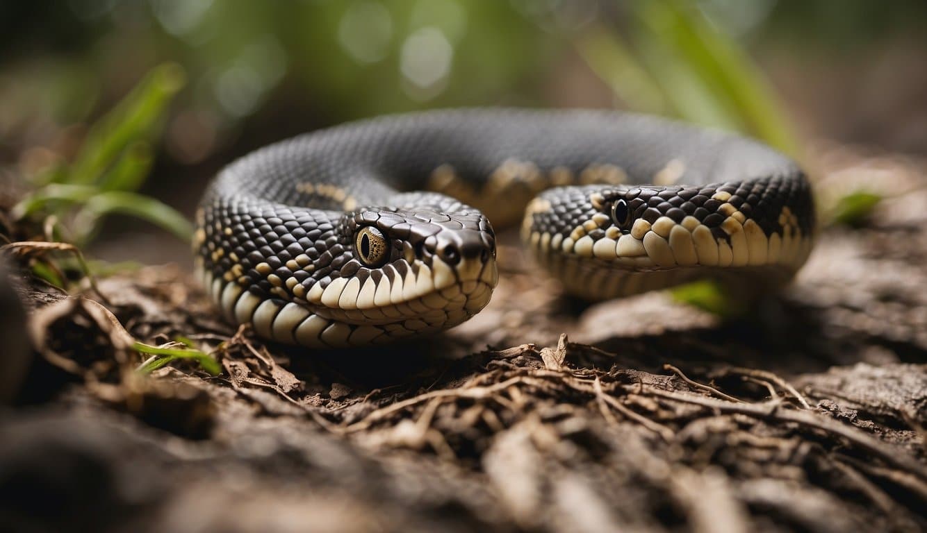 A venomous sucuri snake displaying hunting behavior and consuming prey