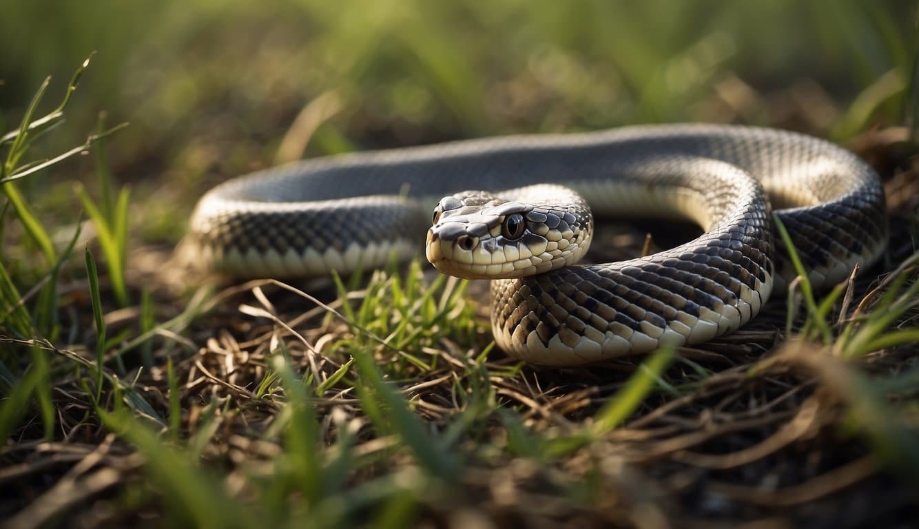 Snakes slithering through a clean field, hunting for food
