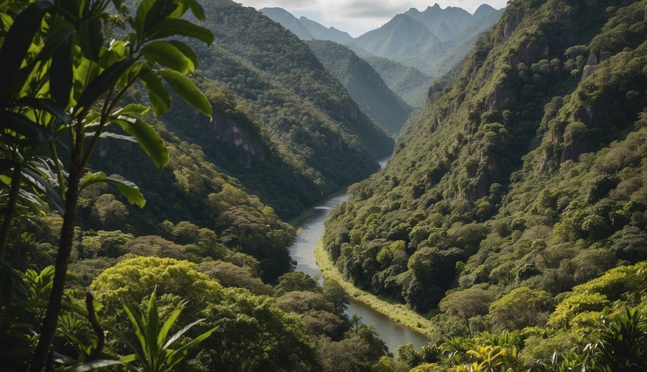 Cobras No Rio De Janeiro: Conheça As Espécies Encontradas Na Região 3 Lush vegetation surrounds a winding river in Rio de Janeiro, where various species of snakes slither through the underbrush, showcasing the region's rich biodiversity and ecological importance