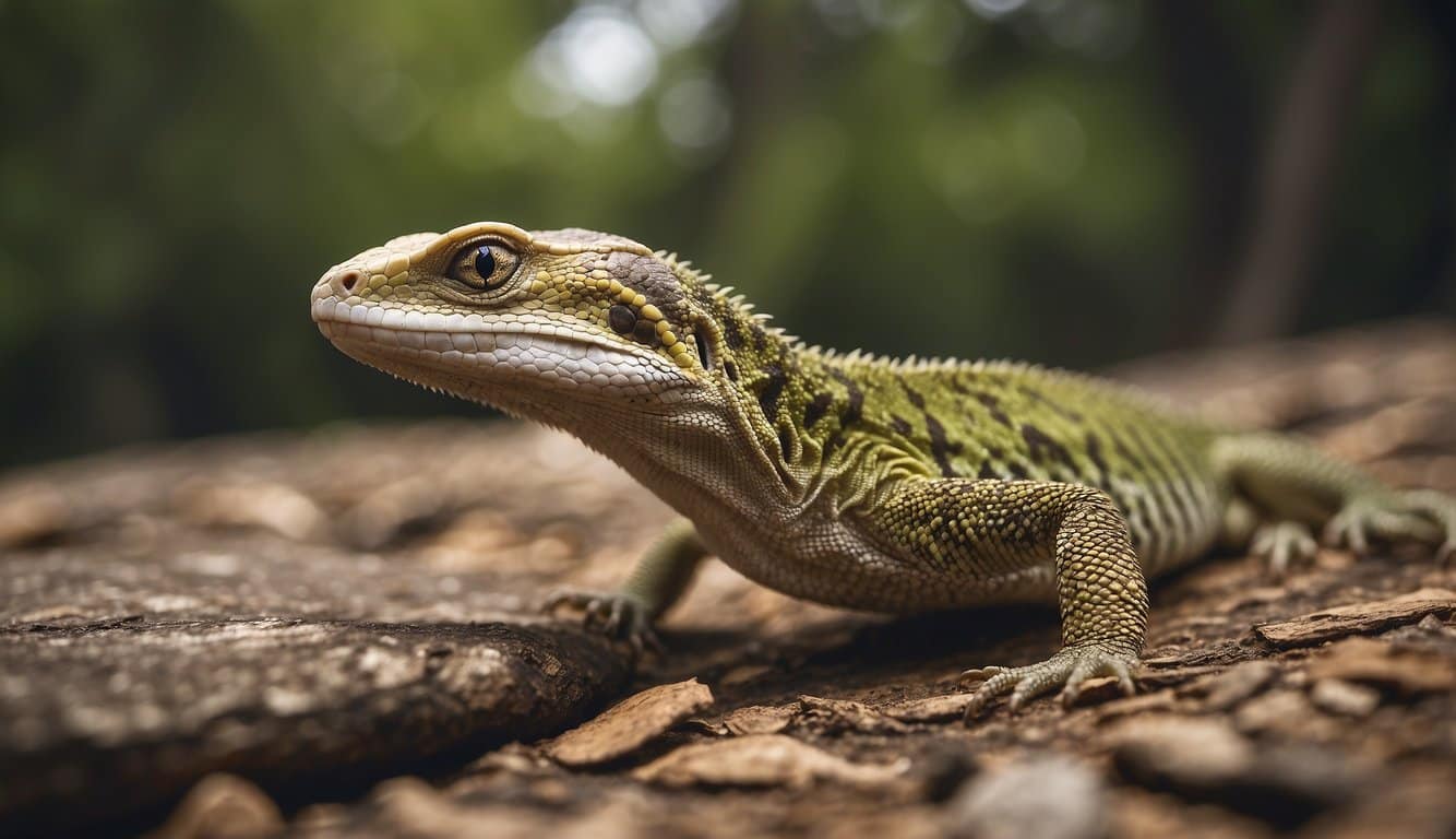 A lizard hunting and capturing a snake in a natural setting