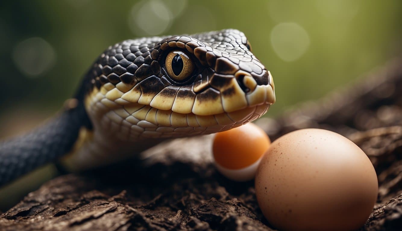 A snake devouring another snake's egg for conservation and study