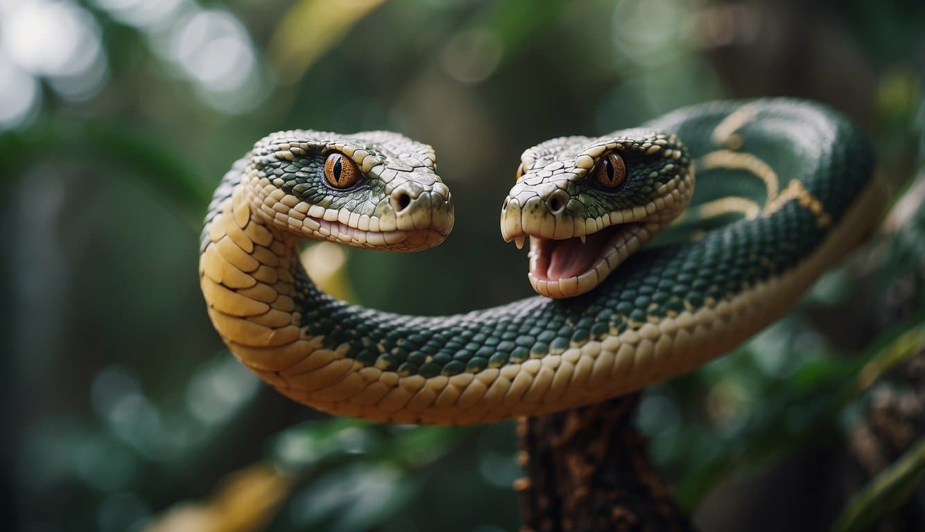 A serpent coiled around a staff, symbolizing power and wisdom in popular culture and linguistics