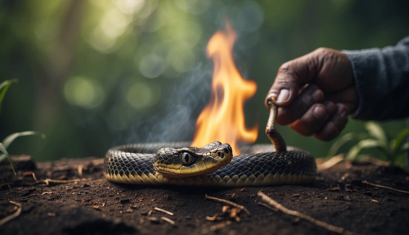 Cobra Apaga Fogo: Conheça A História Do Animal Que Ajuda No Combate A Incêndios 4 A snake extinguishes a fire, interacting with humans