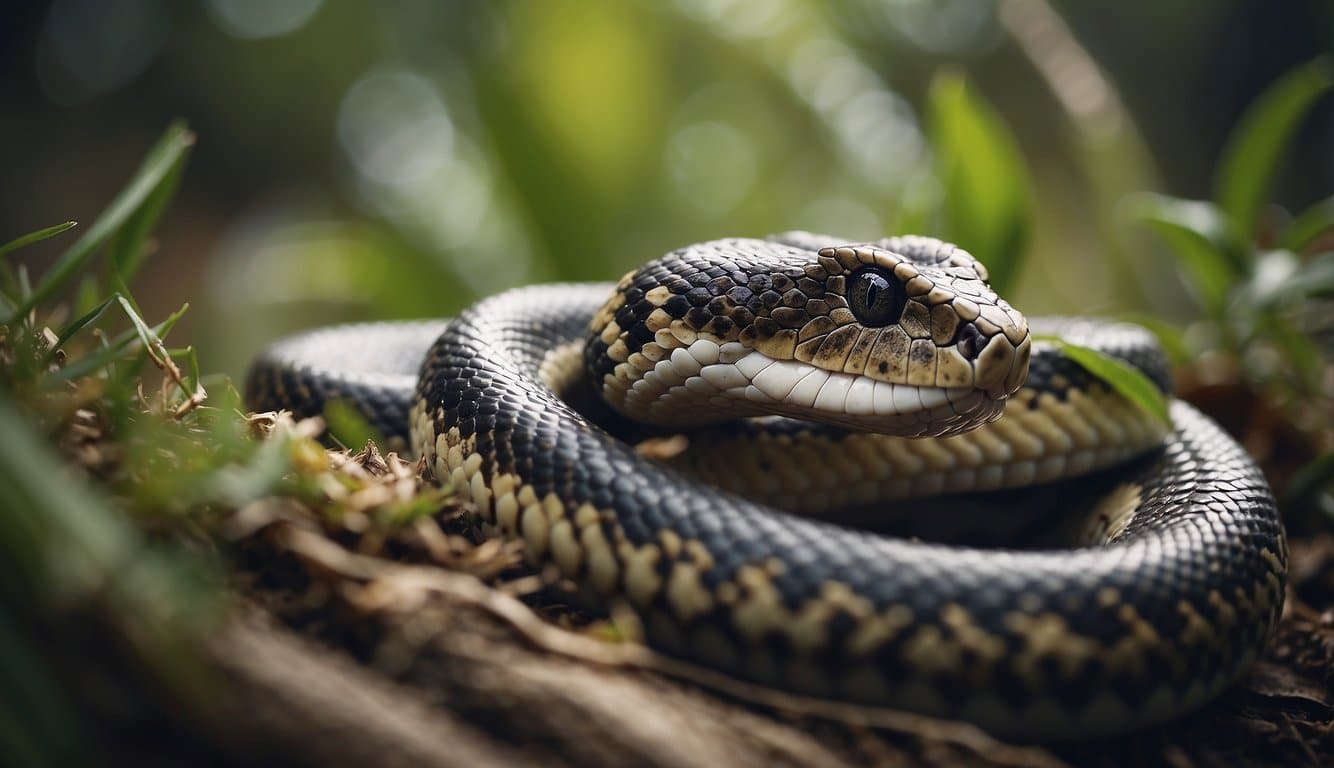 A snake hunting for prey in its natural habitat