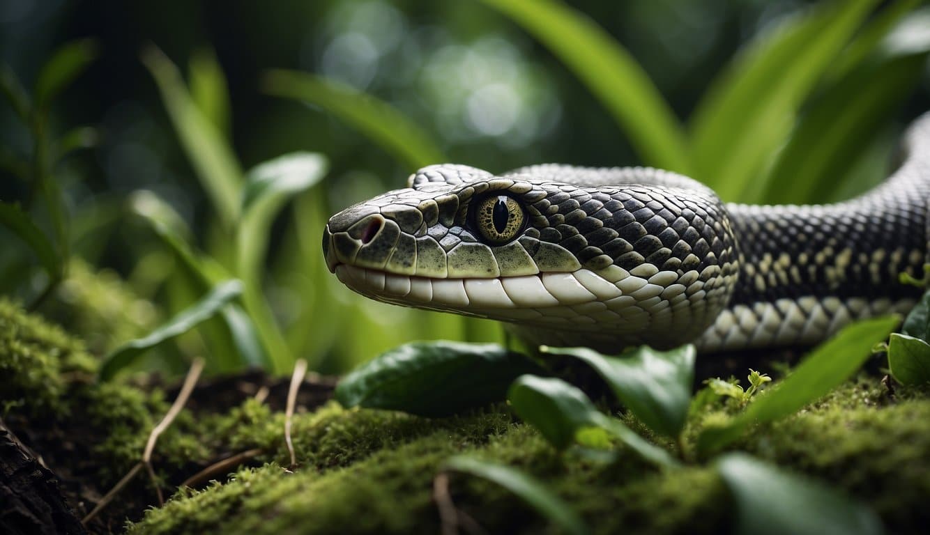 Cobra: Réptil Ou Anfíbio? Descubra A Resposta Definitiva Aqui 4 A snake slithers through a lush, green jungle, showcasing its ecological importance as a reptile or amphibian