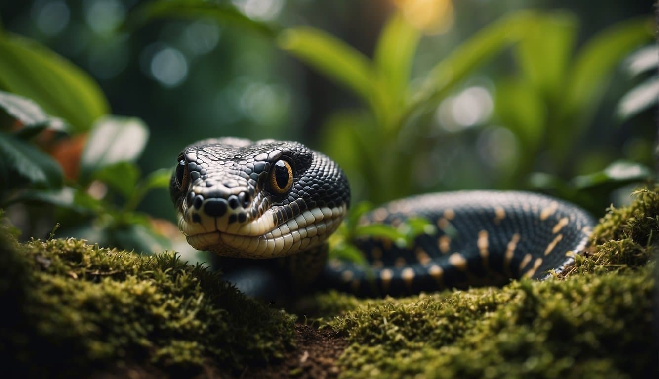 Cobra Salamanta Nova: Um Novo Capítulo na Biodiversidade Brasileira 1 A cobra salamanta slithers through a vibrant jungle, showcasing its performance and experience in its new habitat