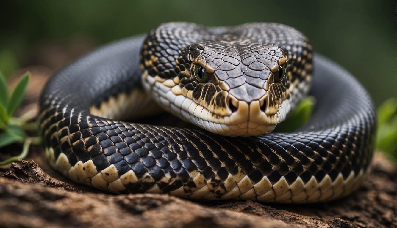 Cobras in a natural habitat, coiled and slithering, with vibrant scales and flickering tongues