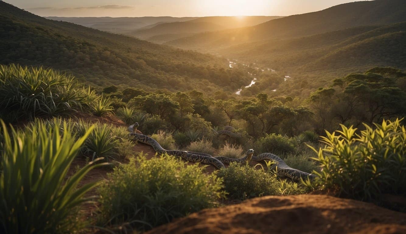 A diverse landscape of cerrado with various snakes and associated ecosystems