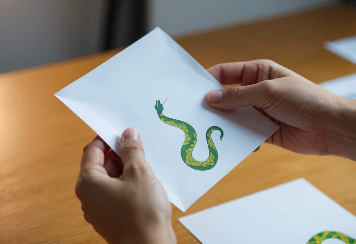 Como Fazer Cobra De Origami Passo A Passo 1 Uma mão segurando uma folha de papel quadrada, dobrando-a em forma de cobra passo a passo.