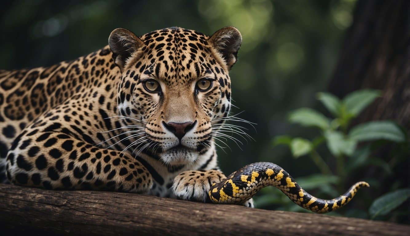A jaguar is eating a snake, illustrating "Legislation and Rights of Beneficiaries"
