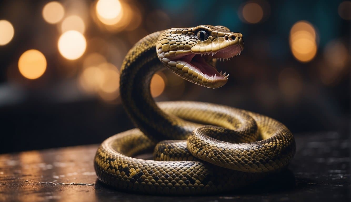 A contemporary scene with social relevance featuring a queen of snakes
