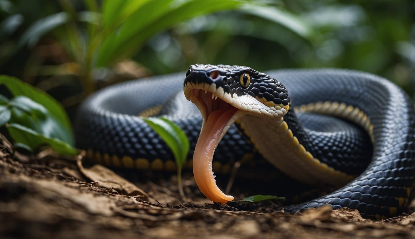 Cobra Canibal: Conheça O Comportamento Alimentar Das Cobras Predadoras 5 A cobra devouring its prey in a jungle setting