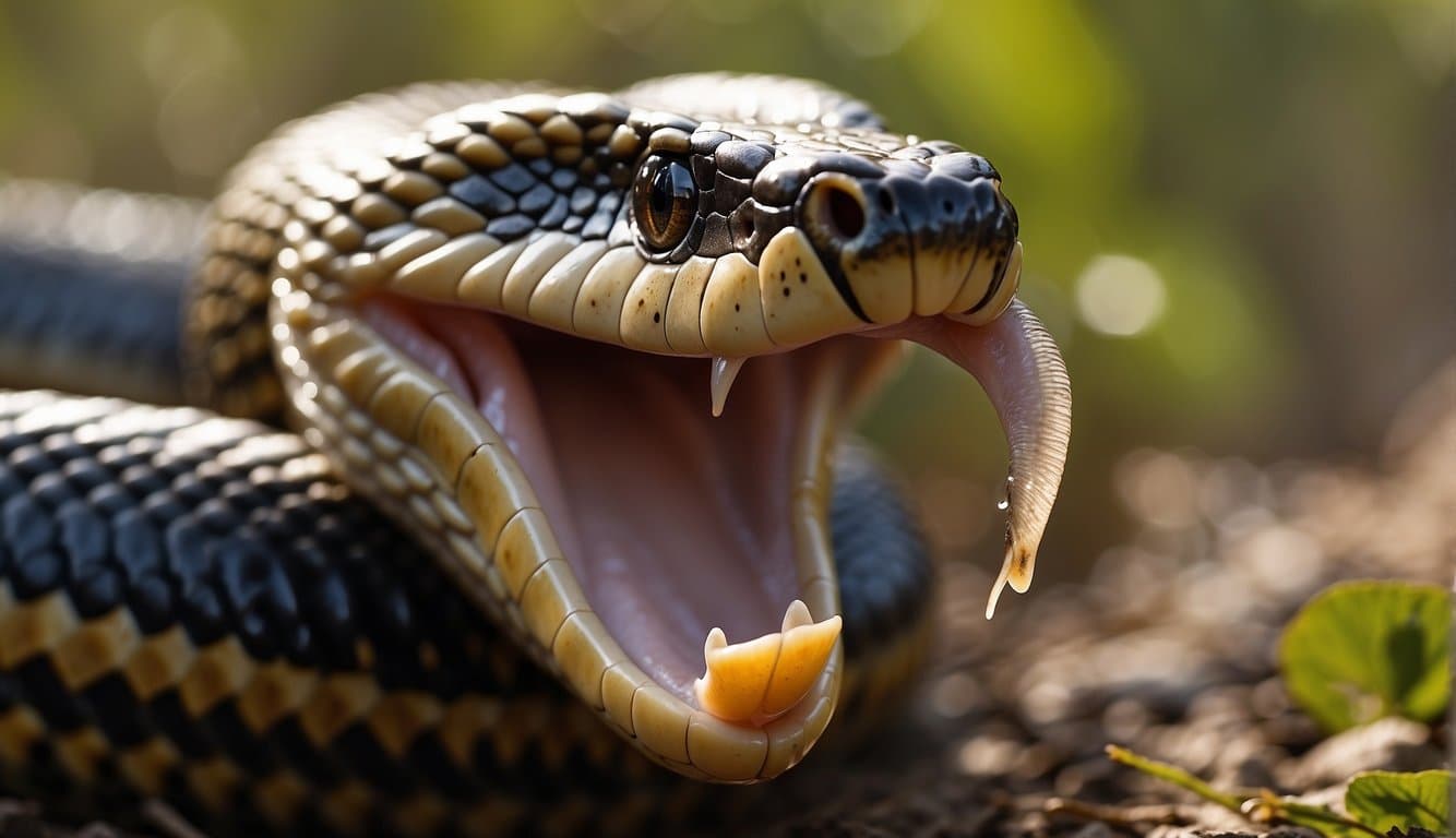 A cobra papa ovo coils around its prey, ready to strike. Its venomous fangs glisten in the sunlight, a warning to all who dare to approach