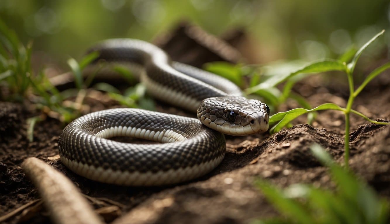 A snake resembling a worm in a scientific conservation setting