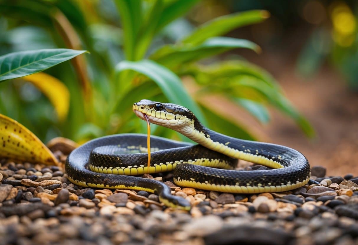 Uma variedade de cobras comestíveis consumindo uma cobra em um ambiente brasileiro