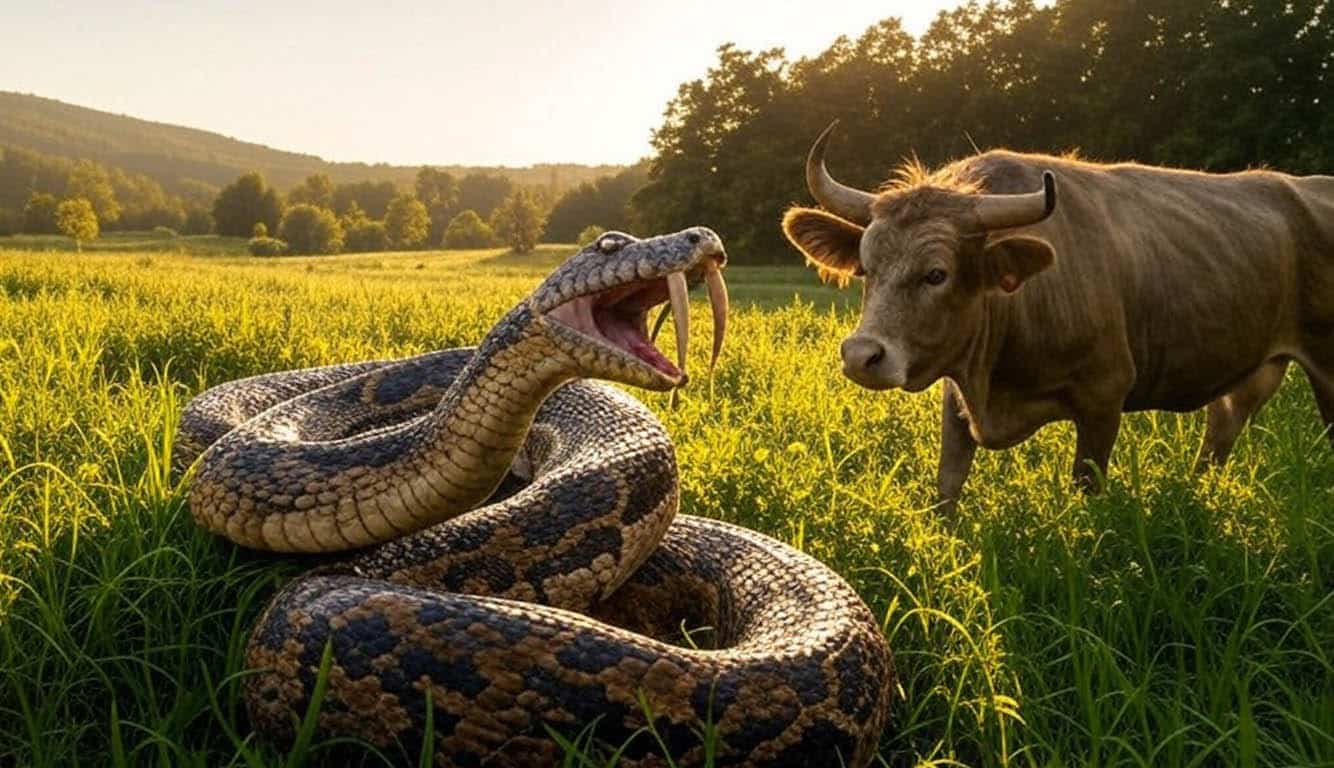 cobra comendo boi